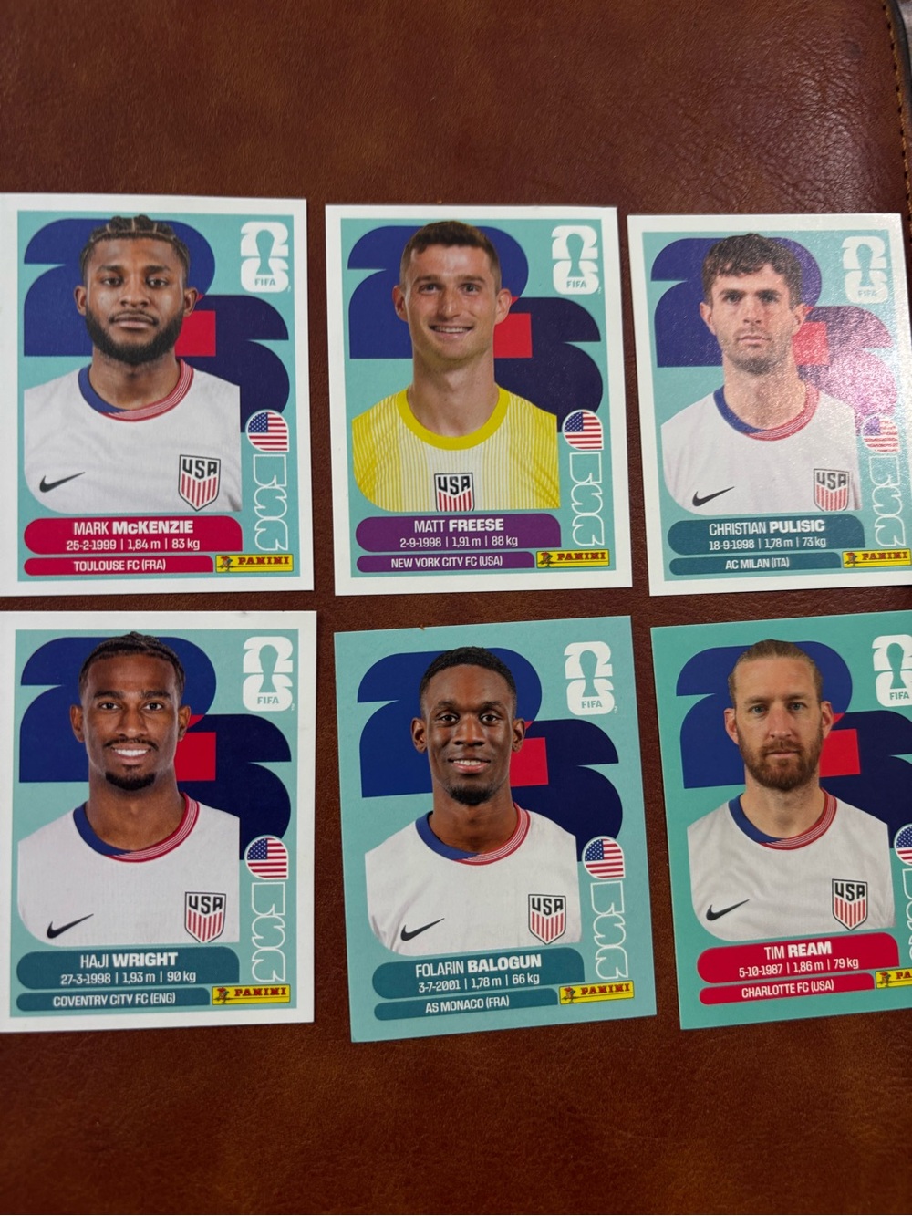 Panini USA Soccer Trading Cards - Blue, Teal, White, Red